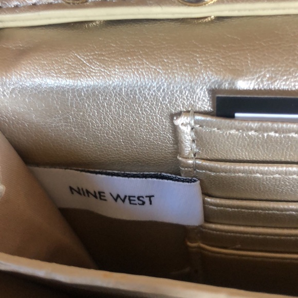 Nine West Cross Body Bag Beige with gold accessories and inside. Purchased - Picture 5 of 6